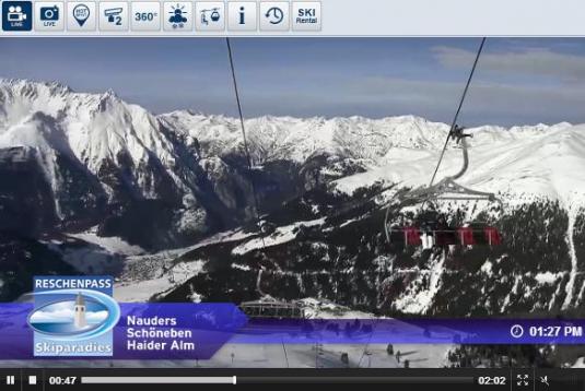 Live Streaming Skiing and Snowboarding Nauders Ski Resort Weather Webcam, Austria