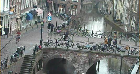 Oudegracht Canal Controllable Webcam Utrecht City Netherlands
