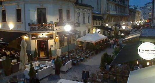Bucharest Old Town French Street Live Streaming People Watching Webcam