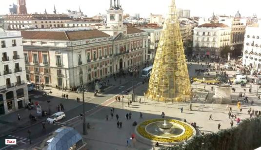 Pico Sinewi vertical Puerta del Sol Square Madrid Chistmas and New Year Webcam