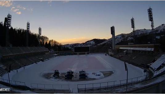 Medeu Ice Skating Rink Stadium Streaming Web Cam Medeu Valley Almaty Kazakhstan.