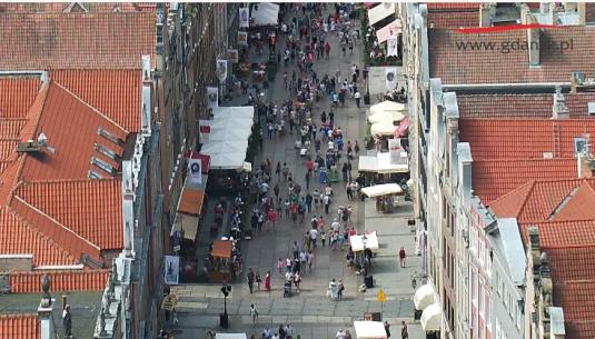 Gdansk City Long Market Panorama People Watching Web Cam Poland