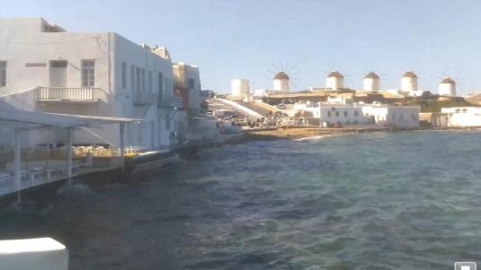 Mykonos Town Chora windmills weather Web Cam Island of  Mykonos Greece