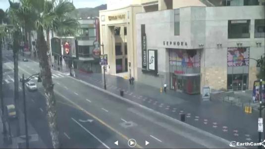 Los Angeles Live Streaming Hollywood Boulevard Traffic COVID-19 Lockdown Webcam California