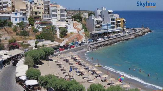 Agios Nikolaos Live Kitroplatia Beach weather webcam Crete Island Greece